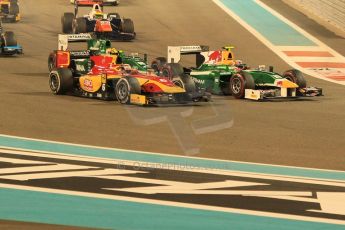 World © Octane Photographic Ltd. Saturday 22nd November 2014. GP2 Race 1 – Abu Dhabi GP - Yas Marina Circuit, United Arab Emirates. Stefano Coletti - Racing Engineering then World © Octane Photographic Ltd. Saturday 22nd November 2014. GP2 Race 1 – Abu Dhabi GP - Yas Marina Circuit, United Arab Emirates. Pierre Gasly - EQ8 Caterham Racing and Rio Haryanto. Digital Ref :1167CB1D8909