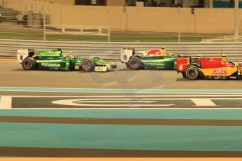 World © Octane Photographic Ltd. Saturday 22nd November 2014. GP2 Race 1 – Abu Dhabi GP - Yas Marina Circuit, United Arab Emirates. Stefano Coletti - Racing Engineering then World © Octane Photographic Ltd. Saturday 22nd November 2014. GP2 Race 1 – Abu Dhabi GP - Yas Marina Circuit, United Arab Emirates. Pierre Gasly - EQ8 Caterham Racing and Rio Haryanto. Digital Ref :1167CB1D8914