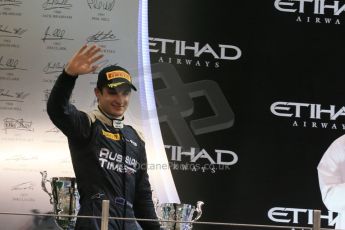World © Octane Photographic Ltd. Saturday 22nd November 2014. GP2 Race 1 Podium – Abu Dhabi GP - Yas Marina Circuit, United Arab Emirates. Mitch Evans - RT Russian Time. Digital Ref : 1167LB1D6131