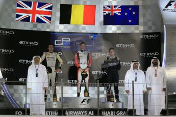 World © Octane Photographic Ltd. Saturday 22nd November 2014. Abu Dhabi Grand Prix - GP2 Race 1 Podium - Jolyon Palmer - DAMS. Digital Ref: 1167LB1D6159