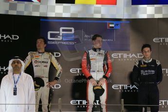 World © Octane Photographic Ltd. Saturday 22nd November 2014. Abu Dhabi Grand Prix - GP2 Race 1 Podium - Jolyon Palmer - DAMS. Digital Ref: 1167LB1D6168