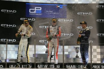 World © Octane Photographic Ltd. Saturday 22nd November 2014. Abu Dhabi Grand Prix - GP2 Race 1 Podium- Jolyon Palmer - DAMS. Digital Ref: 1167LB1D6225