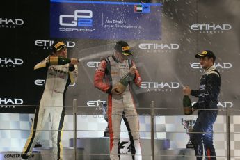 World © Octane Photographic Ltd. Saturday 22nd November 2014. Abu Dhabi Grand Prix - GP2 Race 1 Podium - Jolyon Palmer - DAMS. Digital Ref: 1167LB1D6230