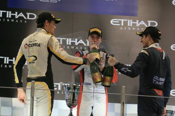 World © Octane Photographic Ltd. Saturday 22nd November 2014. Abu Dhabi Grand Prix - GP2 Race 1 Podium - Jolyon Palmer - DAMS. Digital Ref: 1167LB1D6250
