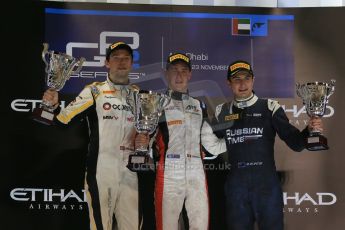 World © Octane Photographic Ltd. Saturday 22nd November 2014. Abu Dhabi Grand Prix - GP2 Race 1 Podium - Jolyon Palmer - DAMS. Digital Ref: 1167LB1D6262