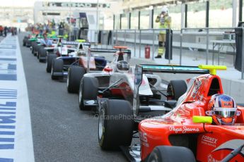 World © Octane Photographic Ltd. 2014 Formula 1 Abu Dhabi Grand Prix, GP3 Race 1, Saturday 22nd November 2014. Lining up for the track to go live. Digital Ref : 1164CB1D7691