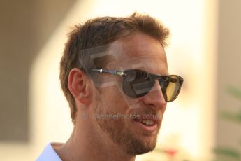 World © Octane Photographic Ltd. 2014 Formula 1 Abu Dhabi Grand Prix, FIA Press conference, Thursday 20th November 2014.  Jenson Button – McLaren Mercedes. Digital Ref :1155CB7D7861