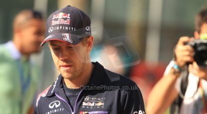 World © Octane Photographic Ltd. 2014 Formula 1 Abu Dhabi Grand Prix, FIA Press conference, Thursday 20th November 2014. Sebastien Vettel – Infiniti Red Bull Racing. Digital Ref :1155CB7D7915