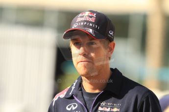 World © Octane Photographic Ltd. 2014 Formula 1 Abu Dhabi Grand Prix, FIA Press conference, Thursday 20th November 2014. Sebastien Vettel – Infiniti Red Bull Racing. Digital Ref :1155CB7D7921