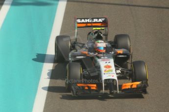 World © Octane Photographic Ltd. Friday 21st November 2014. Abu Dhabi Grand Prix - Yas Marina Circuit - Formula 1 Practice 1. Sahara Force India VJM07 – Sergio Perez. Digital Ref: