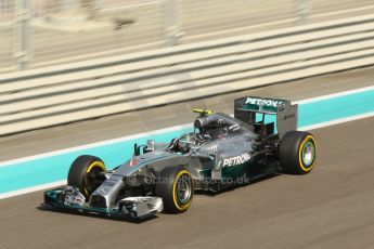 World © Octane Photographic Ltd. Friday 21st November 2014. Abu Dhabi Grand Prix - Yas Marina Circuit - Formula 1 Practice 1. Mercedes AMG Petronas F1 W05 - Nico Rosberg. Digital Ref: