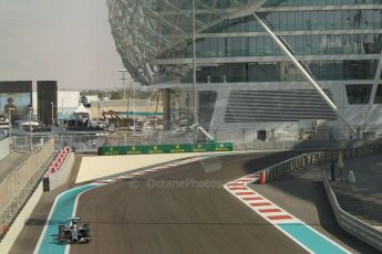 World © Octane Photographic Ltd. Friday 21st November 2014. Abu Dhabi Grand Prix - Yas Marina Circuit - Formula 1 Practice 1. Mercedes AMG Petronas F1 W05 – Lewis Hamilton. Digital Ref: