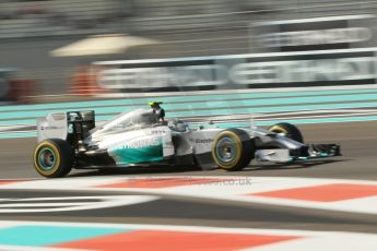 World © Octane Photographic Ltd. Friday 21st November 2014. Abu Dhabi Grand Prix - Yas Marina Circuit - Formula 1 Practice 1. Mercedes AMG Petronas F1 W05 - Nico Rosberg. Digital Ref: