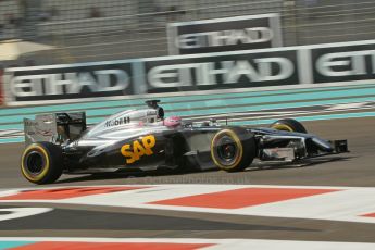 World © Octane Photographic Ltd. Friday 21st November 2014. Abu Dhabi Grand Prix - Yas Marina Circuit - Formula 1 Practice 1. McLaren Mercedes MP4/29 - Jenson Button. Digital Ref: 1158CB1D6370