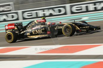 World © Octane Photographic Ltd. Friday 21st November 2014. Abu Dhabi Grand Prix - Yas Marina Circuit - Formula 1 Practice 1. Lotus F1 Team E22 – Pastor Maldonado. Digital Ref: 1158CB1D6388