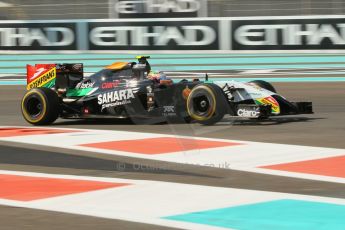 World © Octane Photographic Ltd. Friday 21st November 2014. Abu Dhabi Grand Prix - Yas Marina Circuit - Formula 1 Practice 1. Sahara Force India VJM07 – Sergio Perez. Digital Ref: 1158CB1D6402