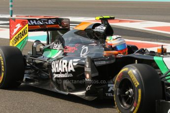 World © Octane Photographic Ltd. Friday 21st November 2014. Abu Dhabi Grand Prix - Yas Marina Circuit - Formula 1 Practice 1. Sahara Force India VJM07 – Sergio Perez. Digital Ref: 1158CB1D6425