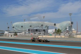 World © Octane Photographic Ltd. Friday 21st November 2014. Abu Dhabi Grand Prix - Yas Marina Circuit - Formula 1 Practice 1. Lotus F1 Team E22 – Pastor Maldonado. Digital Ref: