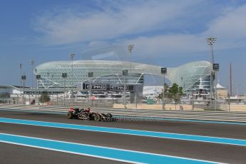 World © Octane Photographic Ltd. Friday 21st November 2014. Abu Dhabi Grand Prix - Yas Marina Circuit - Formula 1 Practice 1. Lotus F1 Team E22 – Pastor Maldonado. Digital Ref: