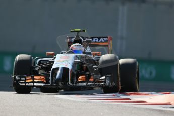 World © Octane Photographic Ltd. Friday 21st November 2014. Abu Dhabi Grand Prix - Yas Marina Circuit - Formula 1 Practice 1. Sahara Force India VJM07 – Sergio Perez. Digital Ref: 1158LB1D4206