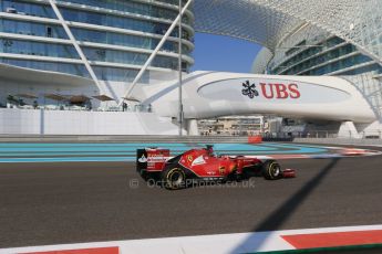 World © Octane Photographic Ltd. Friday 21st November 2014. Abu Dhabi Grand Prix - Yas Marina Circuit - Formula 1 Practice 1. Scuderia Ferrari F14T - Fernando Alonso. Digital Ref: 1158LB1D4381