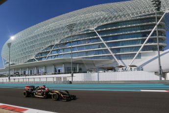 World © Octane Photographic Ltd. Friday 21st November 2014. Abu Dhabi Grand Prix - Yas Marina Circuit - Formula 1 Practice 1. Lotus F1 Team E22 – Esteban Ocon. Digital Ref: 1158LB1D4435