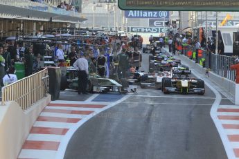 World © Octane Photographic Ltd. Sunday 23rd November 2014. GP2 Race 2 – Abu Dhabi GP - Yas Marina Circuit, United Arab Emirates. Stephane Richelmi – DAMS leaving the packed pitlane. Digital Ref :1170CB1D9242