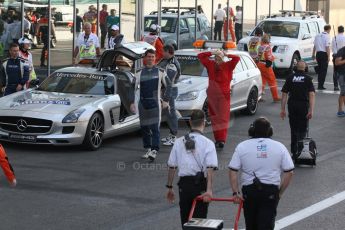 World © Octane Photographic Ltd. Sunday 23rd November 2014. GP2 Race 2 Parc Ferme – Abu Dhabi GP - Yas Marina Circuit, United Arab Emirates. FIA Safety and Medical Cars. Digital Ref :1170CB7D9093