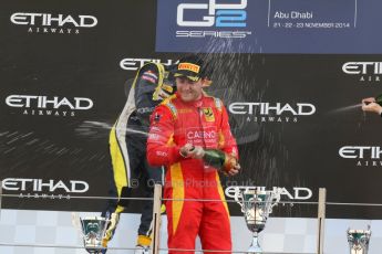 World © Octane Photographic Ltd. Sunday 23rd November 2014. GP2 Race 2 Podium – Abu Dhabi GP - Yas Marina Circuit, United Arab Emirates. Stefano Coletti - Racing Engineering and Felipe Nasr - Carlin. Digital Ref :1170CB7D9193