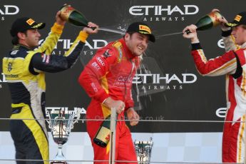 World © Octane Photographic Ltd. Sunday 23rd November 2014. GP2 Race 2 Podium – Abu Dhabi GP - Yas Marina Circuit, United Arab Emirates. Stefano Coletti - Racing Engineering, Felipe Nasr - Carlin and Arthur Pic - Campos Racing. Digital Ref :1170CB7D9212