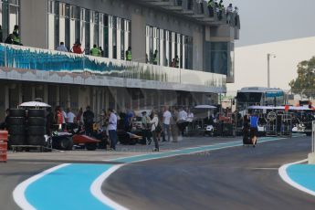 World © Octane Photographic Ltd. Friday 21st November 2014. GP3 Practice – Abu Dhabi GP - Yas Marina Circuit, United Arab Emirates. GP£ pitlane. Digital Ref :
