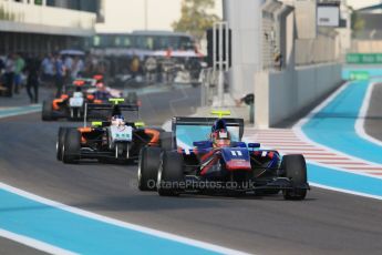 World © Octane Photographic Ltd. Friday 21st November 2014. GP3 Practice – Abu Dhabi GP - Yas Marina Circuit, United Arab Emirates. Emil Bernstorff - Carlin and Nelson Mason - Hilmer Motorsport. Digital Ref :