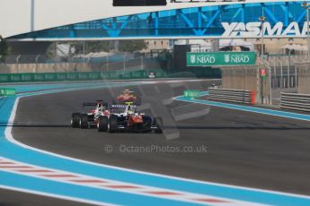 World © Octane Photographic Ltd. Friday 21st November 2014. GP3 Practice – Abu Dhabi GP - Yas Marina Circuit, United Arab Emirates. Ryan Cullen - Trident and Alex Fontana – ART Grand Prix. Digital Ref :1157LB1D2739