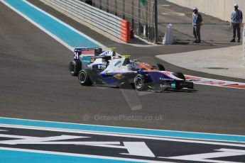 World © Octane Photographic Ltd. Sunday 23rd November 2014. GP3 Race 2 – Abu Dhabi GP - Yas Marina Circuit, United Arab Emirates. Matheo Tuscher - Jenzer Motorsport and Ryan Cullen - Trident. Digital Ref :