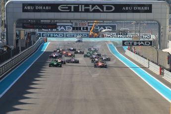 World © Octane Photographic Ltd. Sunday 23rd November 2014. GP3 Race 2 – Abu Dhabi GP - Yas Marina Circuit, United Arab Emirates. Race start. Digital Ref :