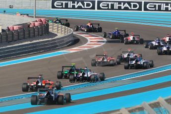 World © Octane Photographic Ltd. Sunday 23rd November 2014. GP3 Race 2 – Abu Dhabi GP - Yas Marina Circuit, United Arab Emirates. Patric Neiderhauser - Arden International leads the field. Digital Ref :