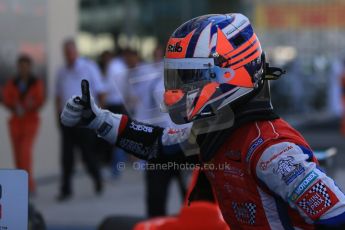World © Octane Photographic Ltd. Sunday 23rd November 2014. GP3 Race 2 Parc Ferme – Abu Dhabi GP - Yas Marina Circuit, United Arab Emirates. Patric Neiderhauser - Arden International. Digital Ref :1169LB1D6725