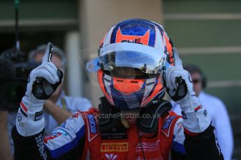 World © Octane Photographic Ltd. Sunday 23rd November 2014. GP3 Race 2 Parc Ferme – Abu Dhabi GP - Yas Marina Circuit, United Arab Emirates. Patric Neiderhauser - Arden International. Digital Ref :1169LB1D6741
