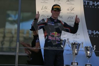 World © Octane Photographic Ltd.  Sunday 23rd November 2014. GP3 Race 2 Podium – Abu Dhabi GP - Yas Marina Circuit, United Arab Emirates. Alex Lynn – Carlin. Digital Ref : 1169LB1D6762
