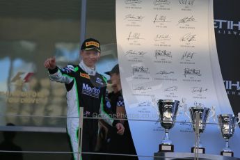 World © Octane Photographic Ltd. Sunday 23rd November 2014. GP3 Race 2 – Abu Dhabi GP Podium - Yas Marina Circuit, United Arab Emirates. Nick Yelloly – Status Grand Prix. Digital Ref :1169LB1D6768