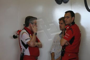 World © Octane Photographic Ltd. Tuesday 25th November 2014. Abu Dhabi Testing - Yas Marina Circuit. Scuderia Ferrari - Sebastian Vettel and Pat Fry. Digital Ref: 1174LB1D8208