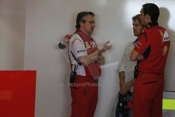 World © Octane Photographic Ltd. Tuesday 25th November 2014. Abu Dhabi Testing - Yas Marina Circuit. Scuderia Ferrari - Sebastian Vettel and Pat Fry. Digital Ref: 1174LB1D8215