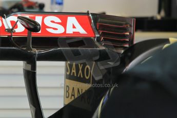 World © Octane Photographic Ltd. Wednesday 26th November 2014. Abu Dhabi Testing - Yas Marina Circuit. Lotus F1 Team E22 rear wing detail. Digital Ref: 1175CB1D8634