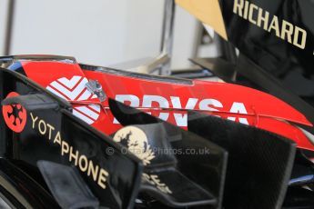 World © Octane Photographic Ltd. Wednesday 26th November 2014. Abu Dhabi Testing - Yas Marina Circuit. Lotus F1 Team E22 front wing detail. Digital Ref: 1175CB1D8673