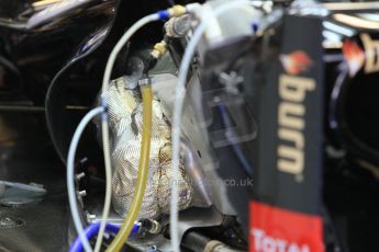 World © Octane Photographic Ltd. Wednesday 26th November 2014. Abu Dhabi Testing - Yas Marina Circuit. Lotus F1 Team E22 insulated exhaust. Digital Ref: 1175CB1D9318