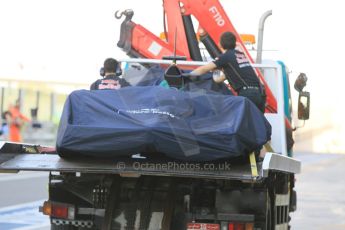 World © Octane Photographic Ltd. Wednesday 26th November 2014. Abu Dhabi Testing - Yas Marina Circuit. Scuderia Toro Rosso STR 9 being returned to pits after on track fire Digital Ref: 1175CB1D9436