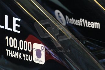 World © Octane Photographic Ltd. Wednesday 26th  November 2014. Abu Dhabi Testing - Yas Marina Circuit. Lotus F1 Team E22 - Thank fans. Digital Ref: 1175LB1D8369