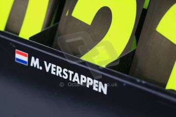 World © Octane Photographic Ltd. Wednesday 26th November 2014. Abu Dhabi Testing - Yas Marina Circuit. Scuderia Toro Rosso STR 9 – Max Verstappen pit board. Digital Ref: 1175LB1D8999