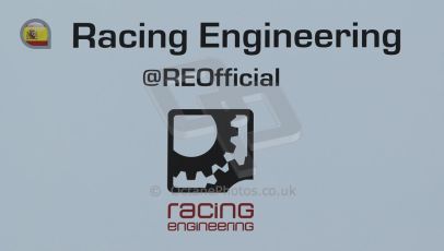 World © Octane Photographic Ltd. 2014 Formula 1 Abu Dhabi Grand Prix, GP2 setup, Thursday 20th November 2014. Racing Engineering garage sign. Digital Ref : 1156CB1D4931