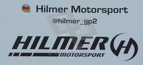 World © Octane Photographic Ltd. 2014 Formula 1 Abu Dhabi Grand Prix, GP2 setup, Thursday 20th November 2014. Hilmer Motorsport garage sign. Digital Ref : 1156CB1D4936